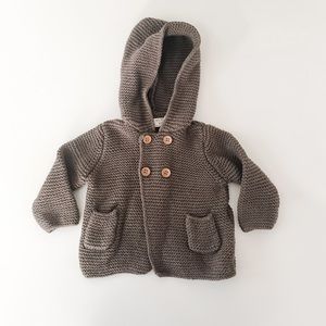 Zara unisex boy girl knit hooded cardigan 3-6 mo